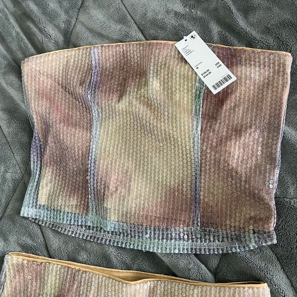 Urban Outfitters Pearl Sequin Tube Top & Midi Skirt Set Medium New with tags - Picture 4 of 13